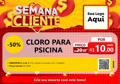 Modelo de Cartaz para Cartaz A4 Horizontal com o tema Semana do Cliente para Produtos para Piscina