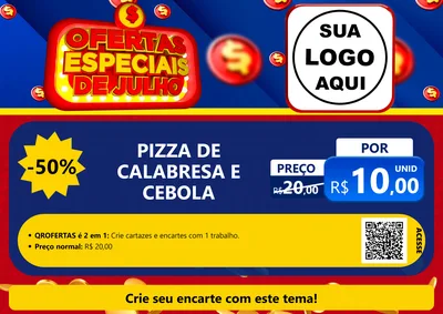 Modelo de Cartaz para Cartaz A4 Horizontal com o tema Ofertas Especiais de Julho para Pizzaria
