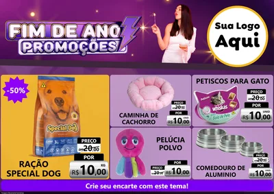 Modelo de Encarte para Encarte A4 Horizontal com o tema Fim de Ano Promoções para Pet Shop