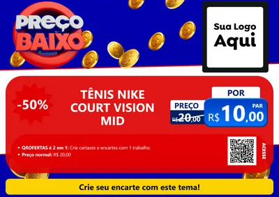 Modelo de Cartaz para Cartaz A4 Horizontal com o tema Preço Baixo para Calçados