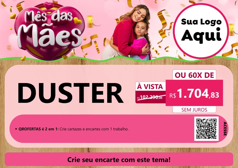 Modelo de Cartaz para Cartaz A4 Horizontal com o tema Mês das Mães para Concessionaria de Carros