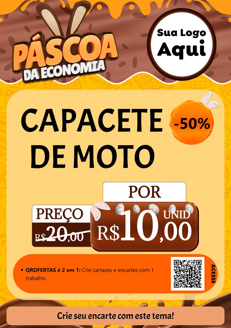 Modelo de Cartaz para Cartaz A4 Vertical com o tema Páscoa da Economia para Moto peças