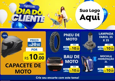 Modelo de Encarte para Encarte A4 Horizontal com o tema Especial Dia do Cliente para Moto peças