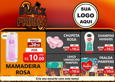 Modelo de Encarte para Encarte A4 Horizontal com o tema Black Friday para Bebês