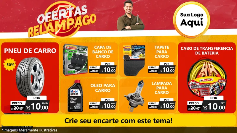 Modelo de TV para TV Horizontal com o tema Ofertas Relâmpago - Autopeças para Auto peças