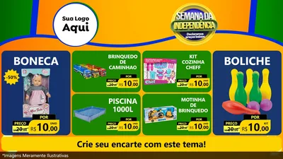 Modelo de TV para TV Horizontal com o tema Semana da Independência Declaramos Preços Baixos para Brinquedos