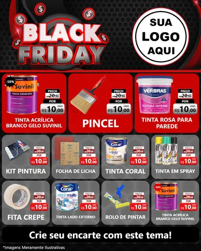 Modelo de Rede Social para Feed Instagram com o tema Black Friday para Tintas e Ferramentas