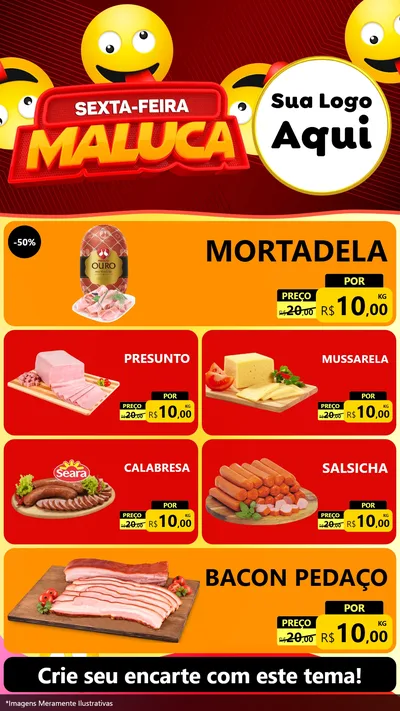 Modelo de TV para TV Vertical com o tema Sexta-feira Maluca para Frios e Laticínios