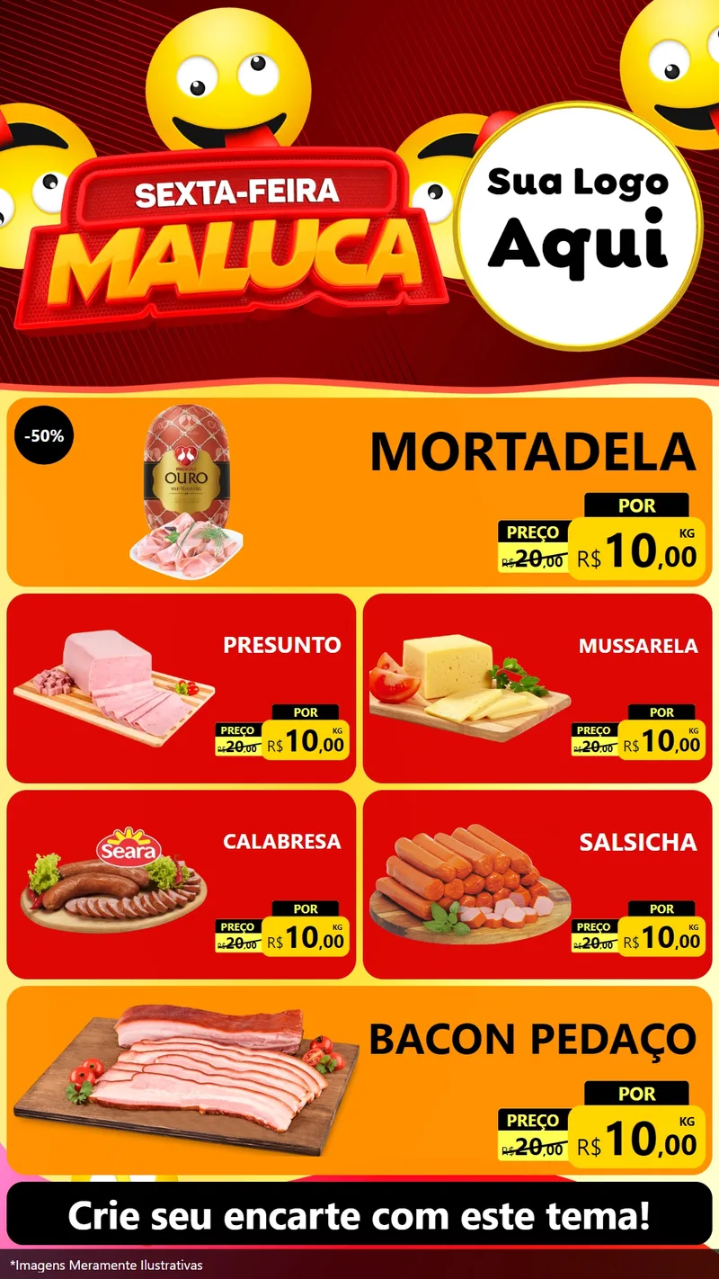 Modelo de TV para TV Vertical com o tema Sexta-feira Maluca para Frios e Laticínios