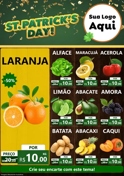 Modelo de Encarte para Encarte A4 Vertical com o tema St Patriks Day para Hortifrúti