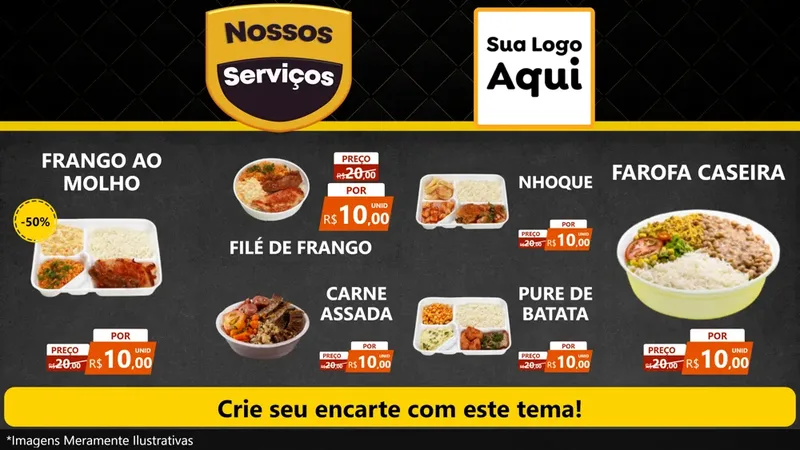 Modelo de TV para TV Horizontal com o tema Nossos Serviços para Restaurante