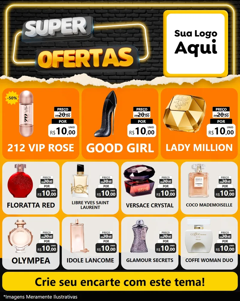 Modelo de Rede Social para Feed Instagram com o tema Super Ofertas para Perfumes