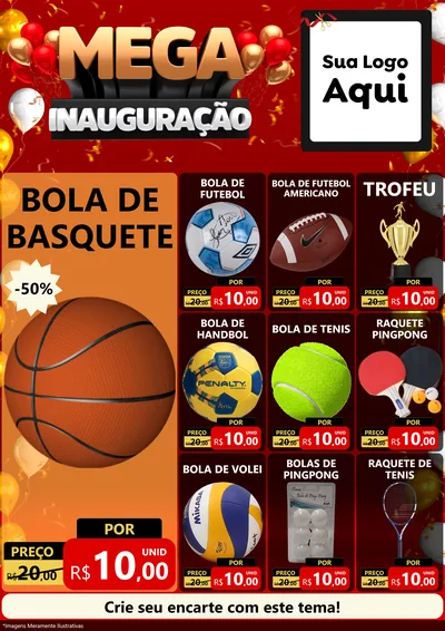 Modelo de Encarte para Encarte A4 Vertical com o tema Mega Inauguração para Artigos Esportivos