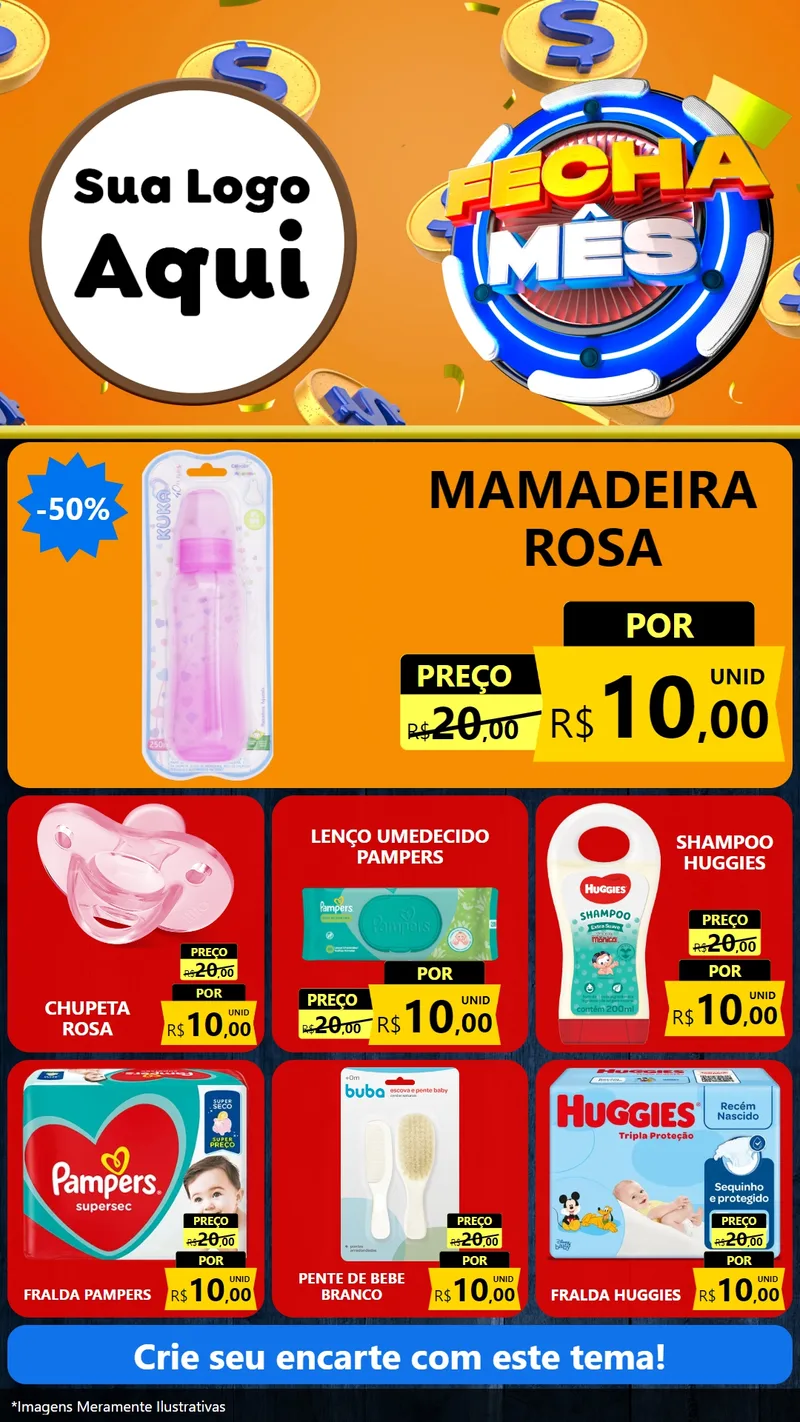 Modelo de Rede Social para Stories com o tema Fecha Mês para Bebês
