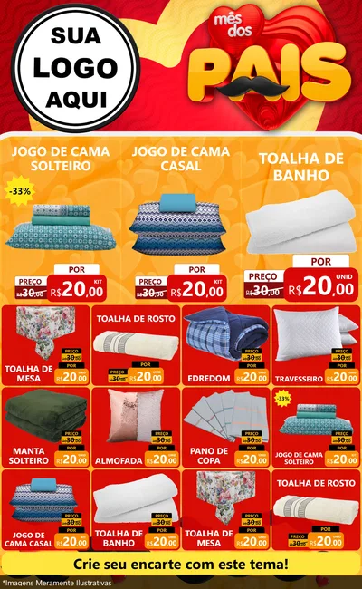 Modelo de Encarte para Encarte Grande com o tema Mês Dos Pais para Cama, Mesa e Banho