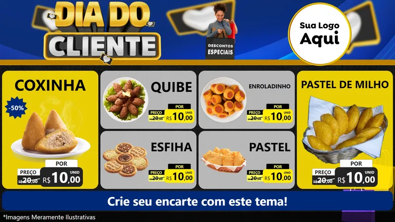 Modelo de TV para TV Horizontal com o tema Dia Do Cliente para Salgadaria