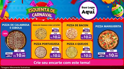 Modelo de TV para TV Horizontal com o tema Esquenta de Carnaval para Pizzaria