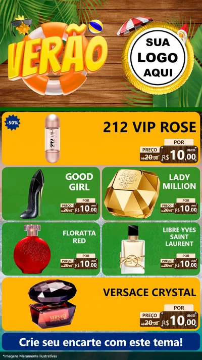 Modelo de TV para TV Vertical com o tema Verão para Perfumes