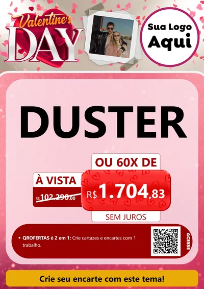 Modelo de Cartaz para Cartaz A4 Vertical com o tema Valentine's Day para Concessionaria de Carros