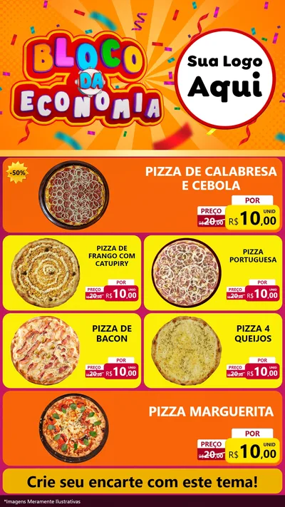 Modelo de TV para TV Vertical com o tema Bloco da Economia para Pizzaria