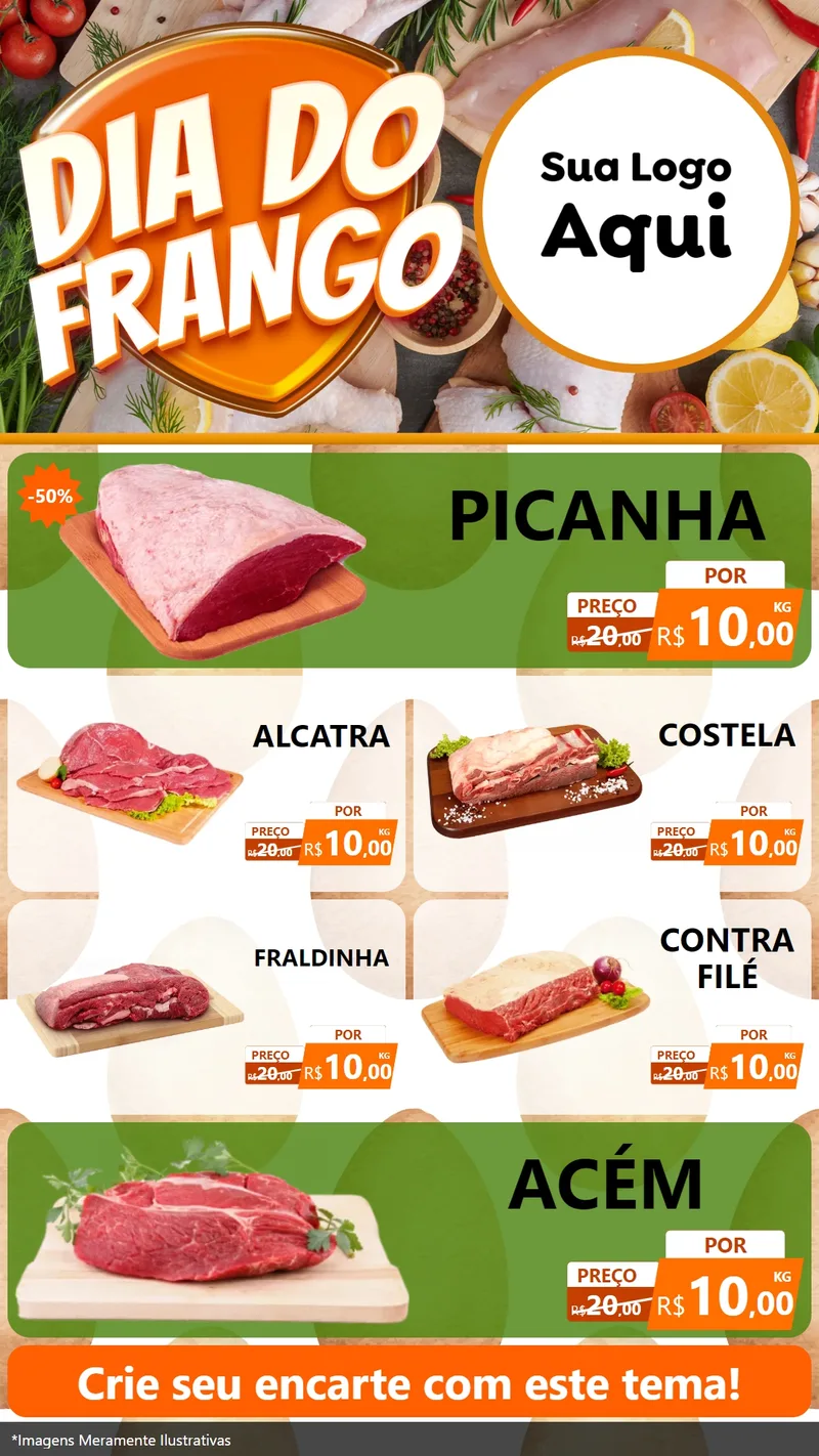 Modelo de TV para TV Vertical com o tema Dia do Frango para Açougue