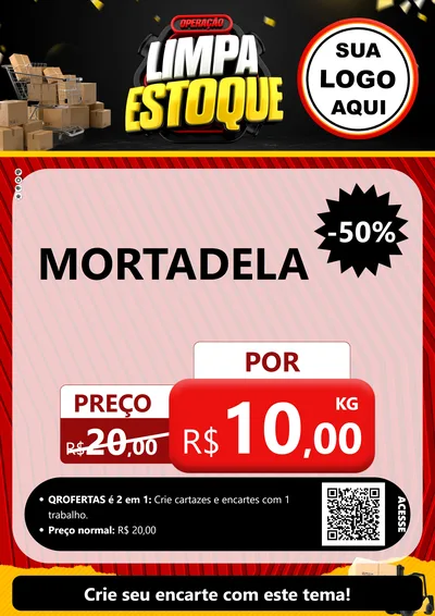 Modelo de Cartaz para Cartaz A4 Vertical com o tema Operação Limpa Estoque para Frios e Laticínios