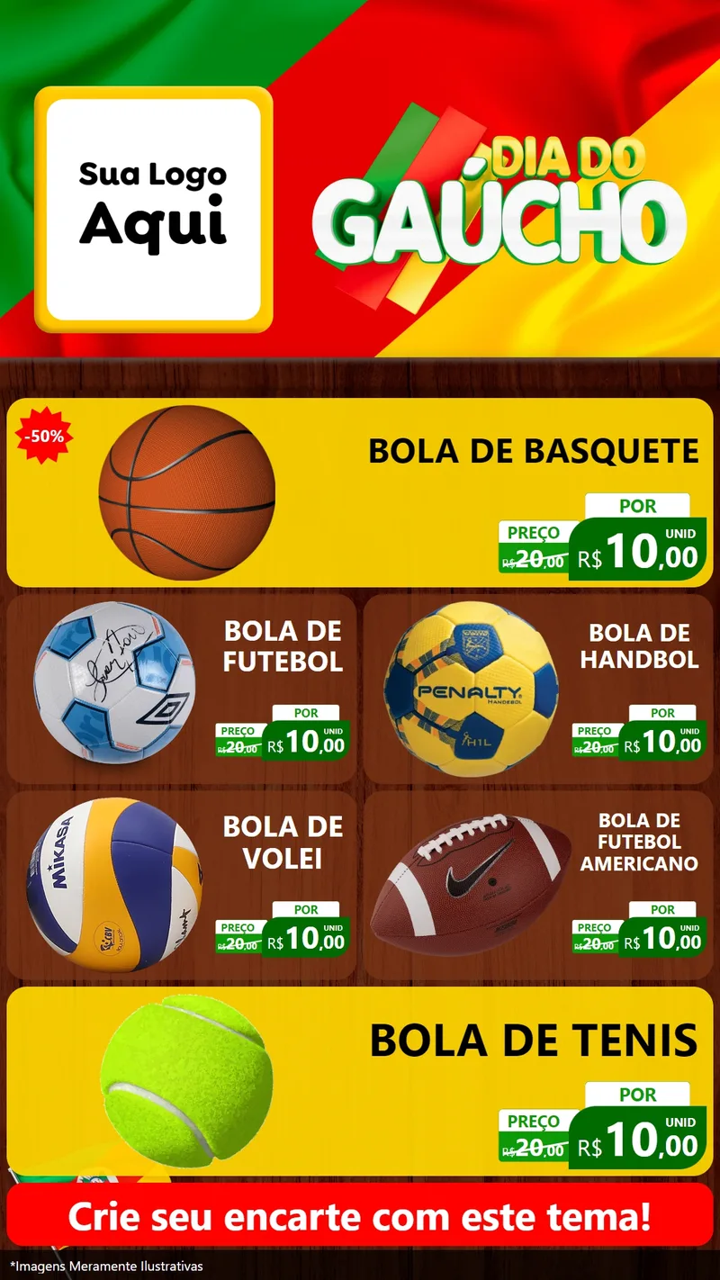 Modelo de TV para TV Vertical com o tema Dia do Gaúcho para Artigos Esportivos