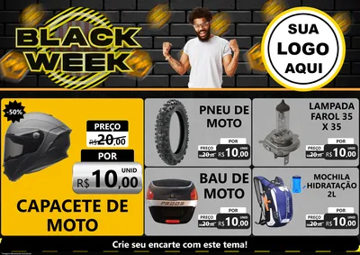 Modelo de Encarte para Encarte A4 Horizontal com o tema Black Week para Moto peças