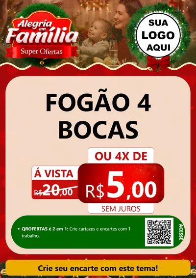 Modelo de Cartaz para Cartaz A4 Vertical com o tema Alegria Em Família - Super Ofertas para Móveis e Eletro