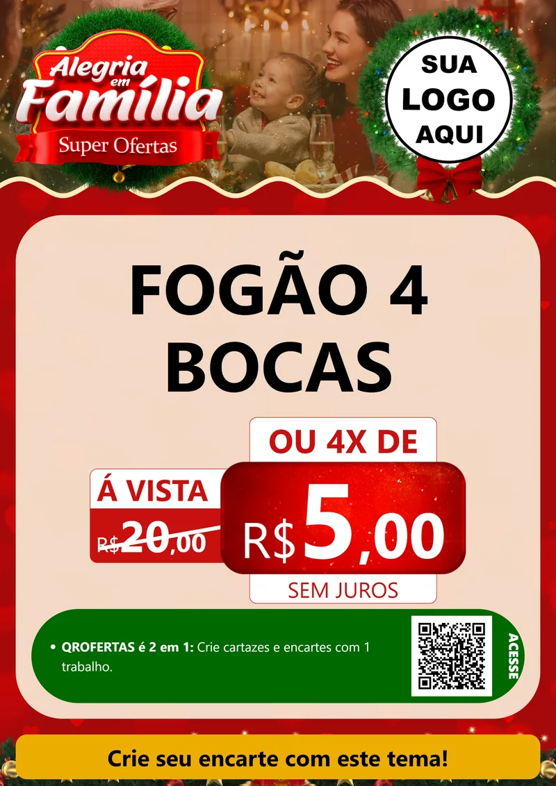 Modelo de Cartaz para Cartaz A4 Vertical com o tema Alegria Em Família - Super Ofertas para Móveis e Eletro