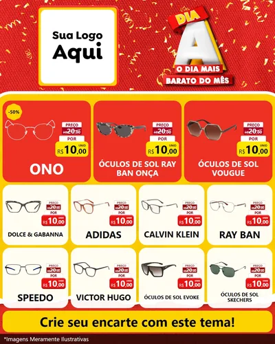 Modelo de Rede Social para Feed Instagram com o tema Dia A o Dia Mais Barato do Mês para Óticas