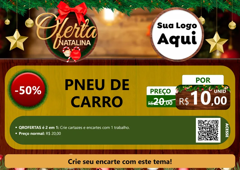 Modelo de Cartaz para Cartaz A4 Horizontal com o tema Ofertas Natalina para Auto peças