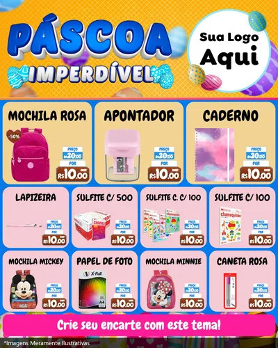 Modelo de Rede Social para Feed Instagram com o tema Páscoa Imperdível para Papelaria