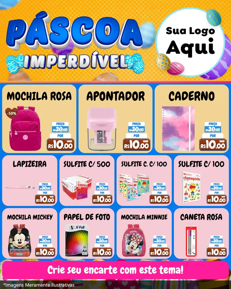 Modelo de Rede Social para Feed Instagram com o tema Páscoa Imperdível para Papelaria