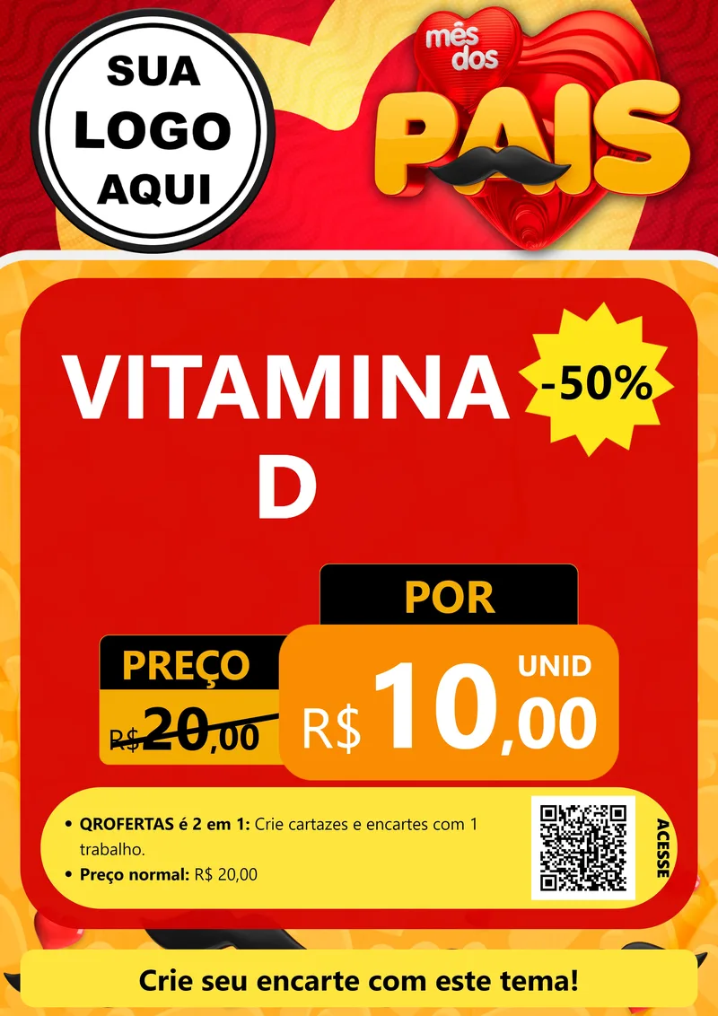Modelo de Cartaz para Cartaz A4 Vertical com o tema Mês Dos Pais para Farmácia