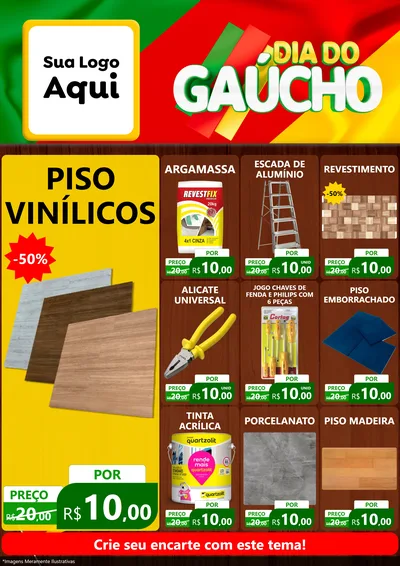 Modelo de Encarte para Encarte A4 Vertical com o tema Dia do Gaúcho para Material para Construção