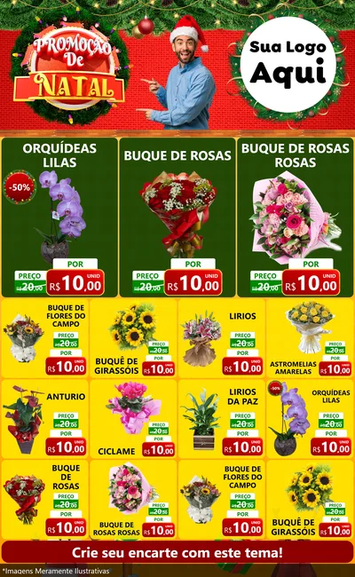 Modelo de Encarte para Encarte Grande com o tema Promoção de Natal para Floricultura e jardim