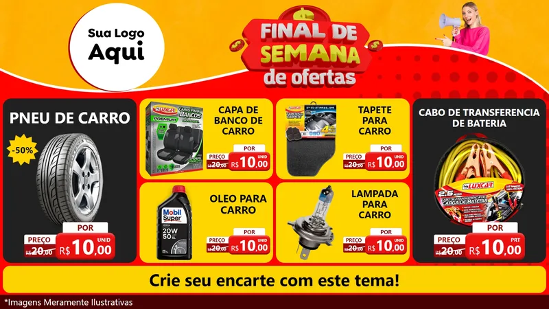 Modelo de TV para TV Horizontal com o tema Final de Semana de Ofertas para Auto peças