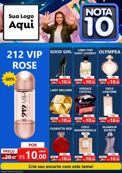 Modelo de Encarte para Encarte A4 Vertical com o tema Nota 10 para Perfumes