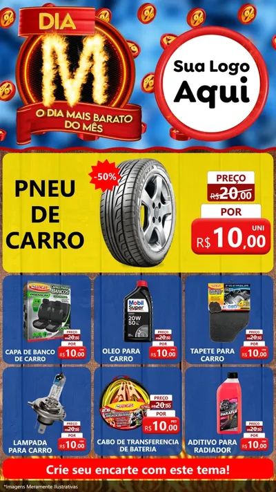 Modelo de Rede Social para Stories com o tema Dia M - O Dia Mais Barato Do Mês para Auto peças