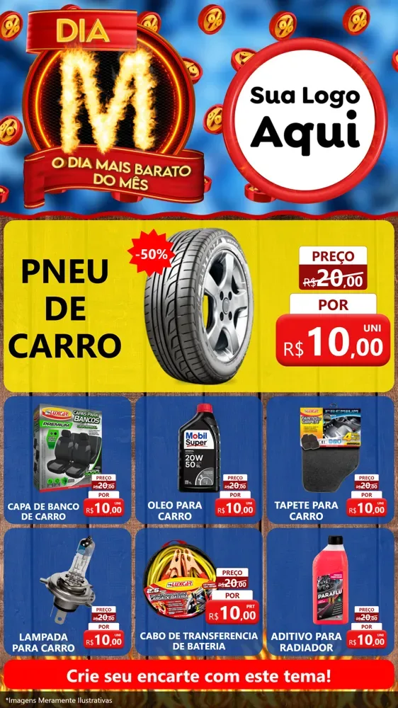 Modelo de Rede Social para Stories com o tema Dia M - O Dia Mais Barato Do Mês para Auto peças