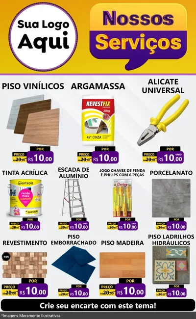 Modelo de Encarte para Encarte Grande com o tema Nossos Serviços para Material para Construção