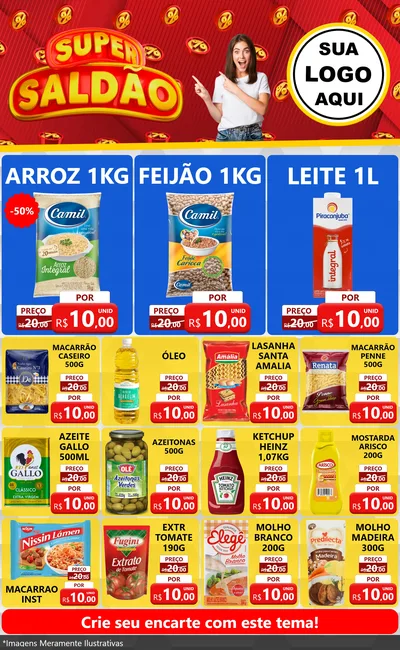 Modelo de Encarte para Encarte Grande com o tema Super Saldão para Supermercado