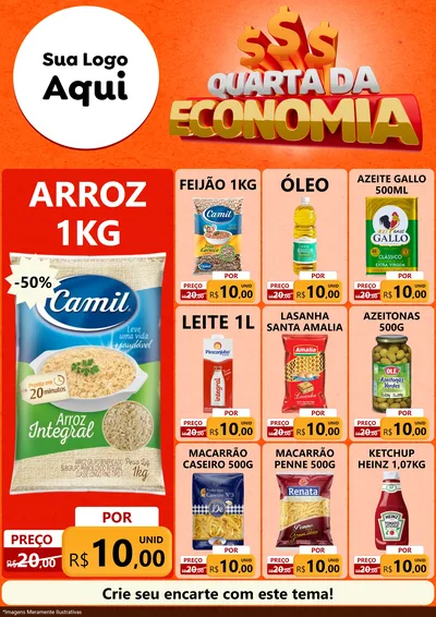 Modelo de Encarte para Encarte A4 Vertical com o tema Quarta da Economia para Supermercado
