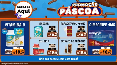 Modelo de TV para TV Horizontal com o tema Promoção Páscoa para Farmácia