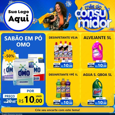 Modelo de Rede Social para Feed Facebook com o tema Mês do Consumidor para Produtos de Limpeza
