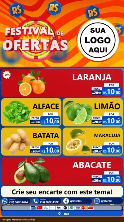 Modelo de TV para TV Vertical com o tema Festival de Ofertas para Hortifrúti
