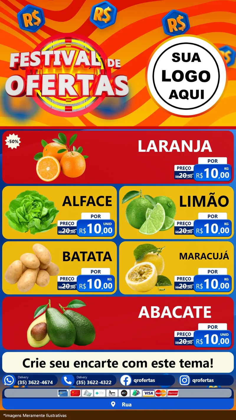 Modelo de TV para TV Vertical com o tema Festival de Ofertas para Hortifrúti