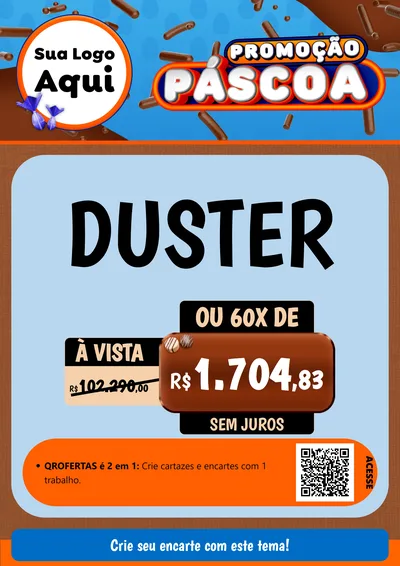 Modelo de Cartaz para Cartaz A4 Vertical com o tema Promoção Páscoa para Concessionaria de Carros