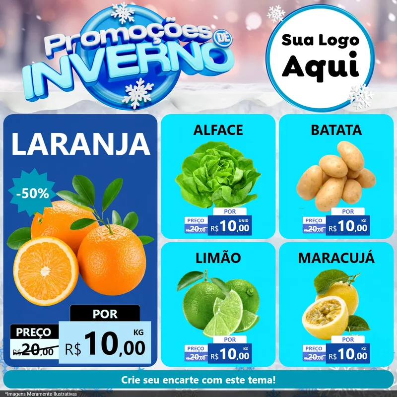 Modelo de Rede Social para Feed Facebook com o tema Promoções de Inverno para Hortifrúti
